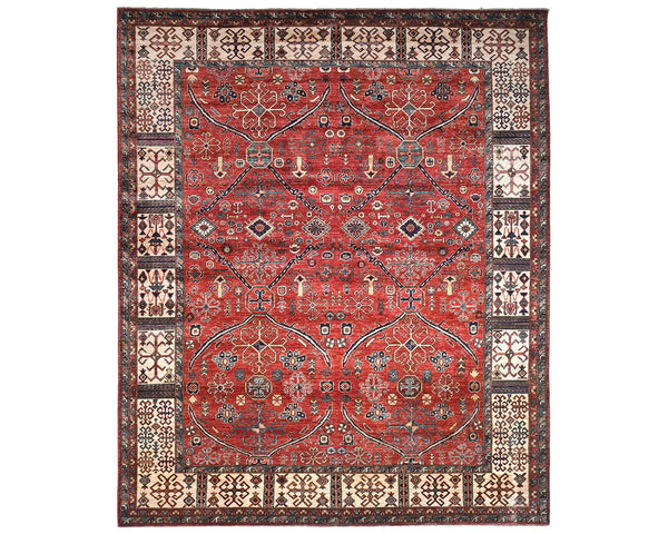 8x10 Red Aryana Afghan Hand Knotted Veg Dye Wool Area Rug